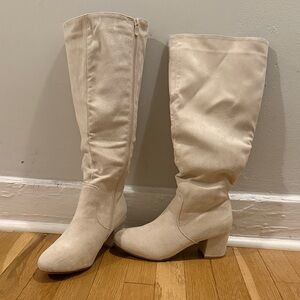 Cream Heeled Boots